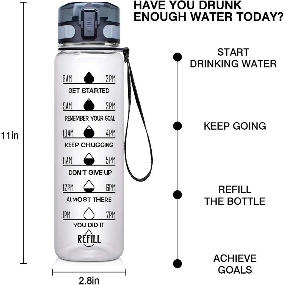 Fidus Large 32oz Water Bottle with Motivational Time Marker & Removable Strainer - Picture 3 of 3